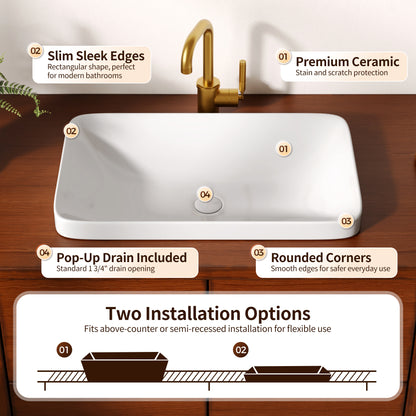 DeerValley DV-1V0473/DV-1V0475 Vessel Sink, Round Non-Porous Ceramic, No-Overflow