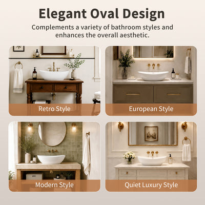 DeerValley DV-1V0518 Liberty Ceramic 18.9-in Vessel Oval Modern White Bathroom Sink