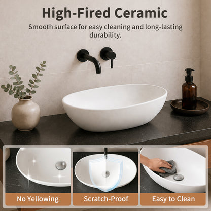 DeerValley DV-1V0518 Liberty Ceramic 18.9-in Vessel Oval Modern White Bathroom Sink