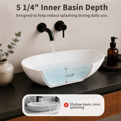 DeerValley DV-1V0518 Liberty Ceramic 18.9-in Vessel Oval Modern White Bathroom Sink