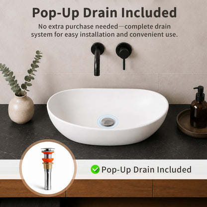 DeerValley DV-1V0518 Liberty Ceramic 18.9-in Vessel Oval Modern White Bathroom Sink