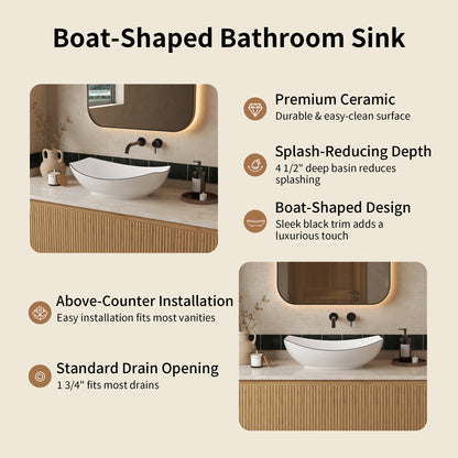 DeerValley DV-1V0589 Boat-Shaped Vessel Sink, Ceramic & Easy Clean