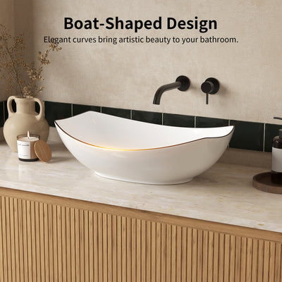 DeerValley DV-1V0589 Boat-Shaped Vessel Sink, Ceramic & Easy Clean