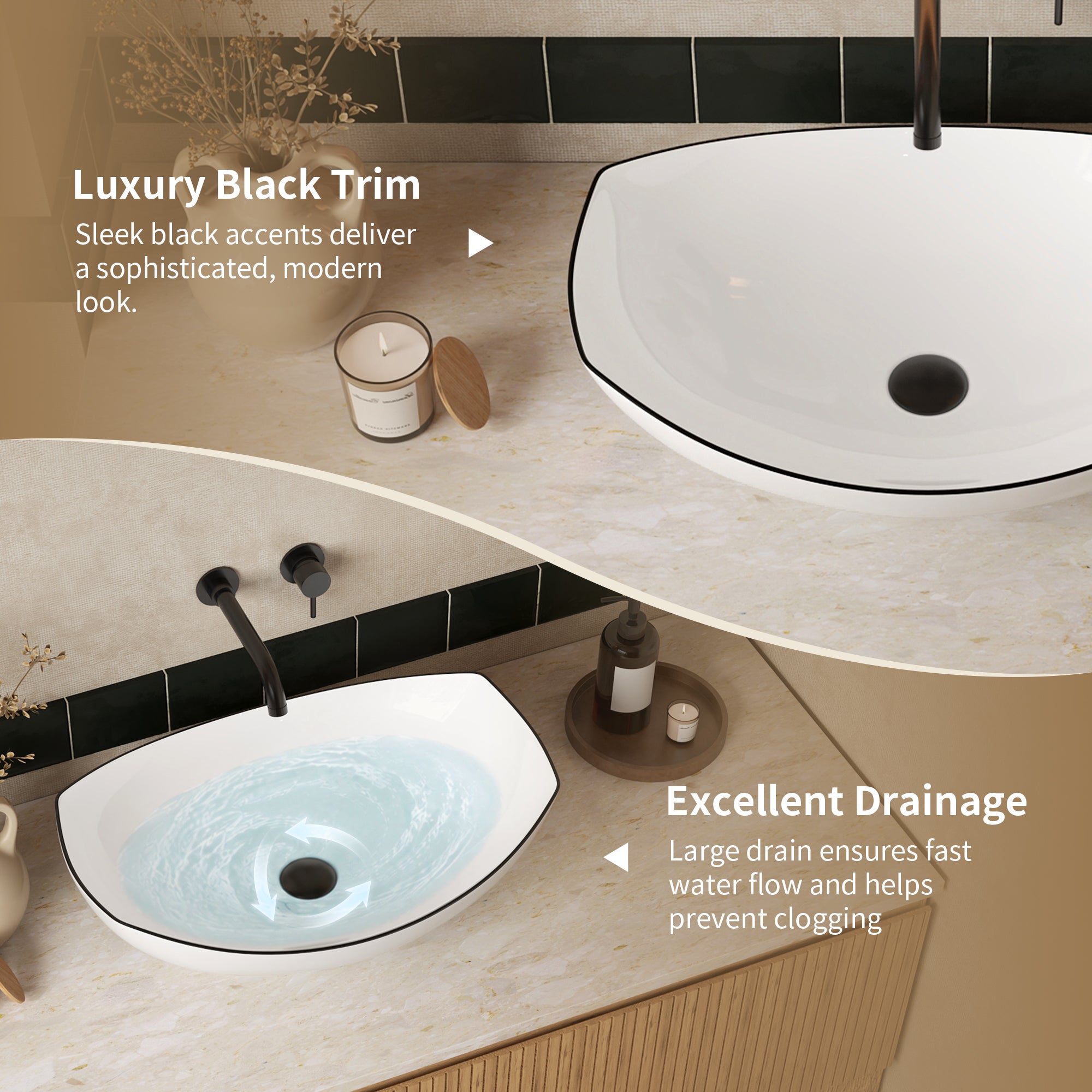 DeerValley DV-1V0589 Boat-Shaped Vessel Sink, Ceramic & Easy Clean