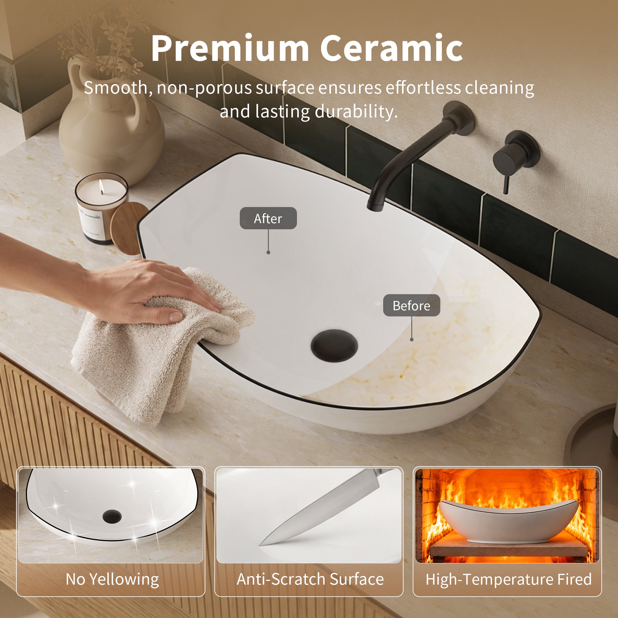 DeerValley DV-1V0589 Boat-Shaped Vessel Sink, Ceramic & Easy Clean