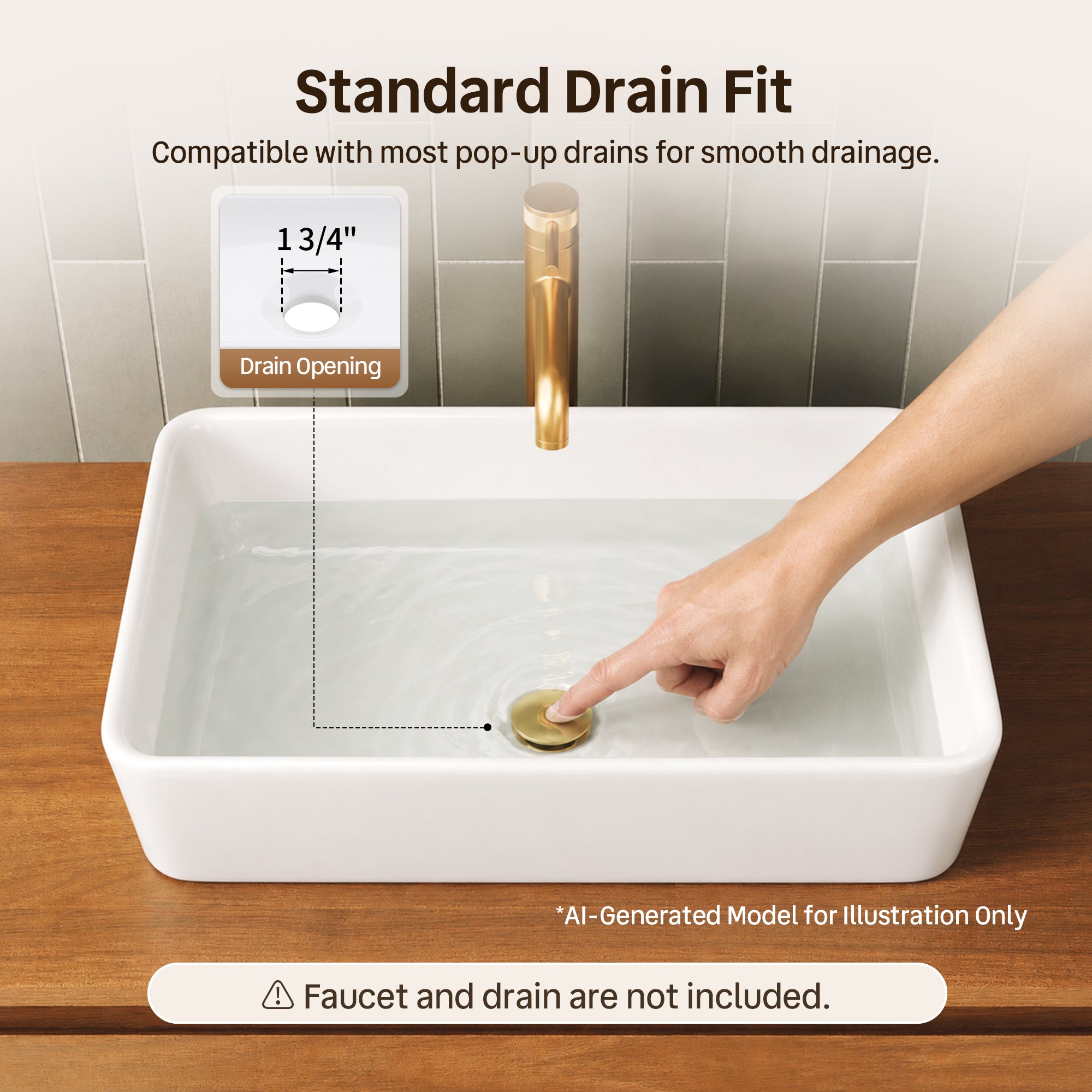 DeerValley DV-1V0602 Ceramic 23.63-in Vessel Rectangular Modern white Bathroom Sink