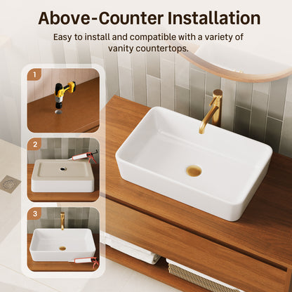 DeerValley DV-1V0602 Ceramic 23.63-in Vessel Rectangular Modern white Bathroom Sink