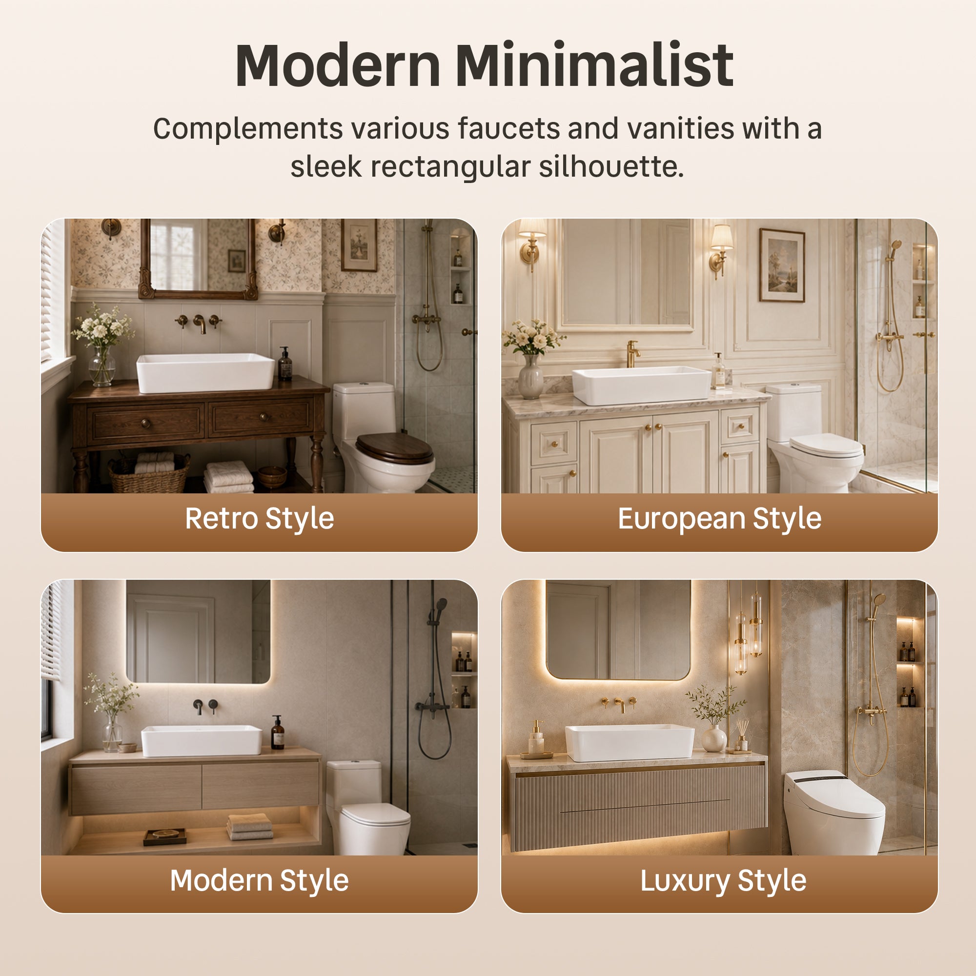 DeerValley DV-1V0602 Ceramic 23.63-in Vessel Rectangular Modern white Bathroom Sink