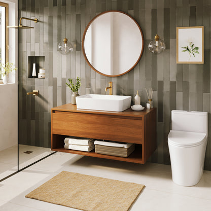 DeerValley DV-1V0602 Ceramic 23.63-in Vessel Rectangular Modern white Bathroom Sink