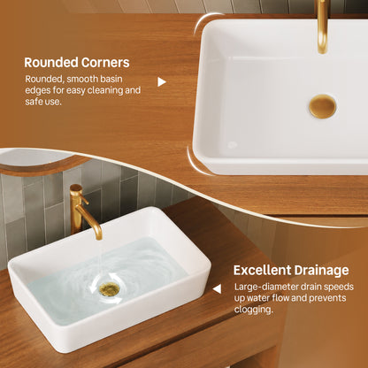 DeerValley DV-1V0602 Ceramic 23.63-in Vessel Rectangular Modern white Bathroom Sink