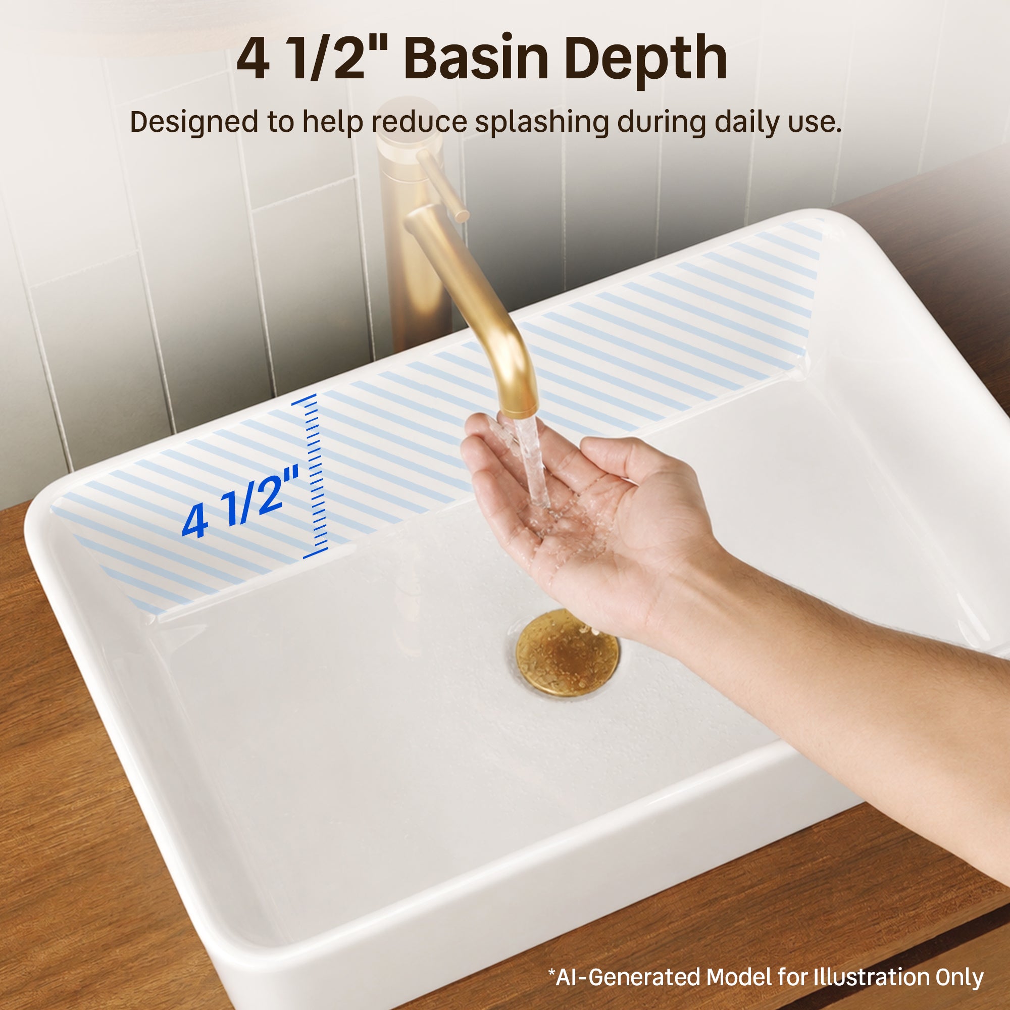 DeerValley DV-1V0602 Ceramic 23.63-in Vessel Rectangular Modern white Bathroom Sink