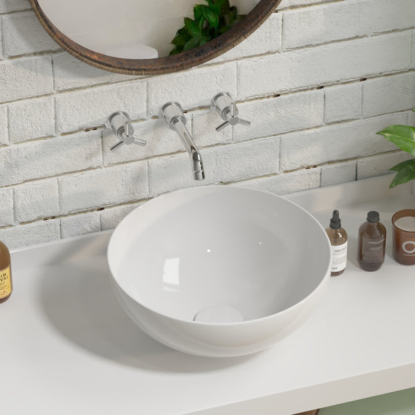 SYMMETRY 12.80" Round Vessel Bathroom Sink, Without Overflow With Multiple Colors