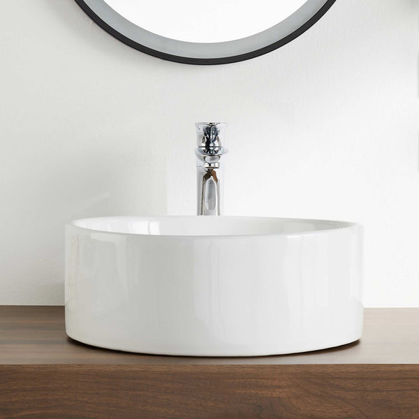SYMMETRY 16" Round Vessel Bathroom Sink, Without Overflow