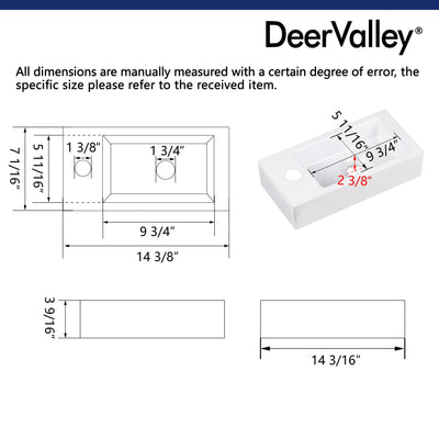 Wall Mounted Sinks Specifications