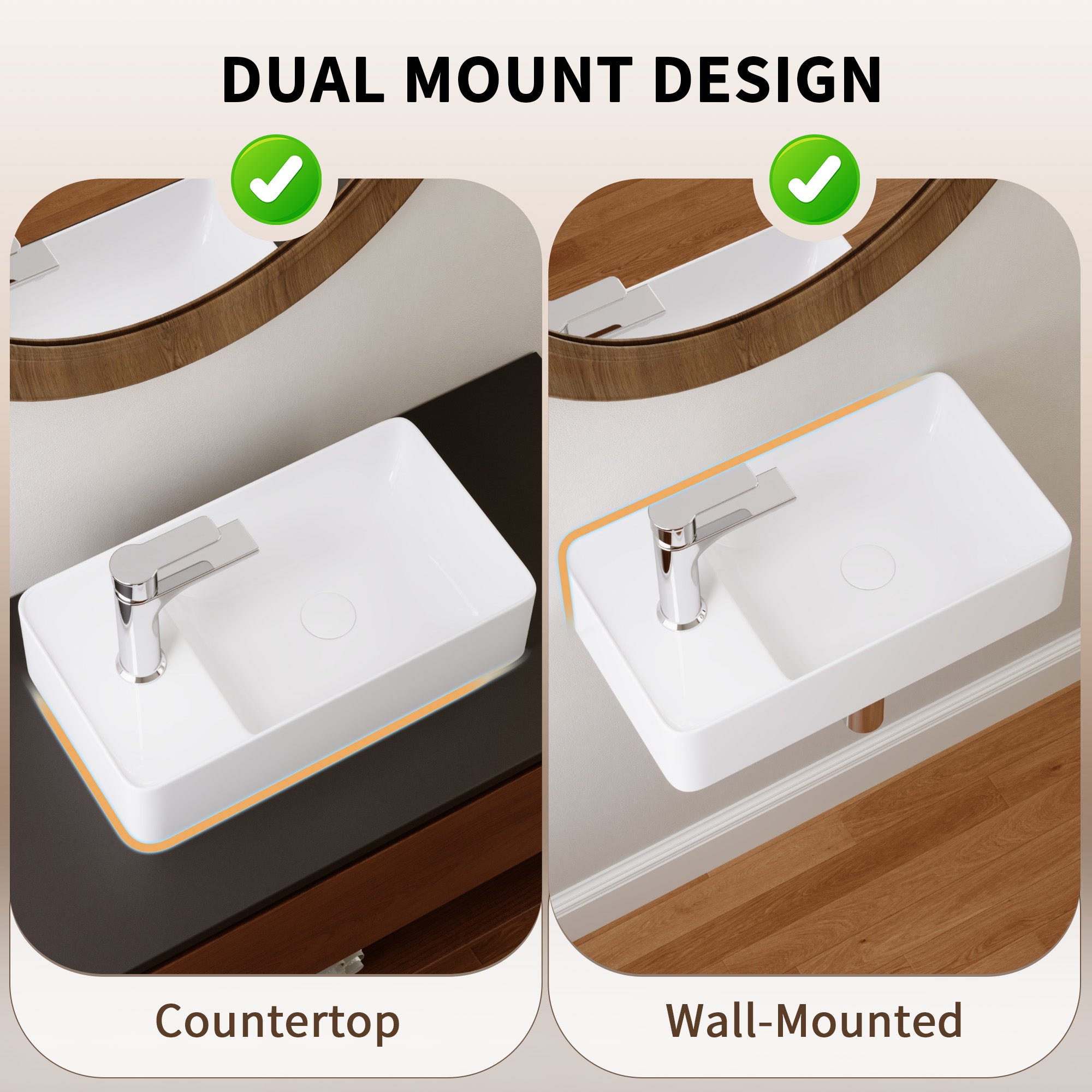 DeerValley Liberty Ceramic Bathroom Wall Mount Space-saving
