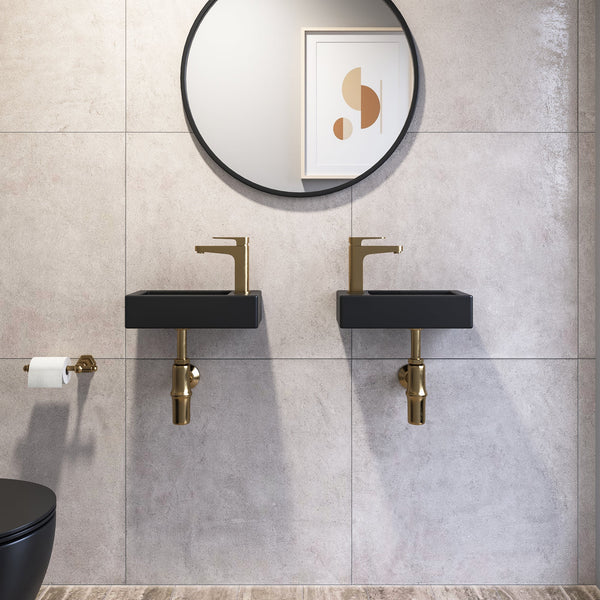 DeerValley Liberty Ceramic Bathroom Wall Mount Space-saving Rectangular Right Hand Sink (Faucet on the Right Hand) DV-1V081R/0091R