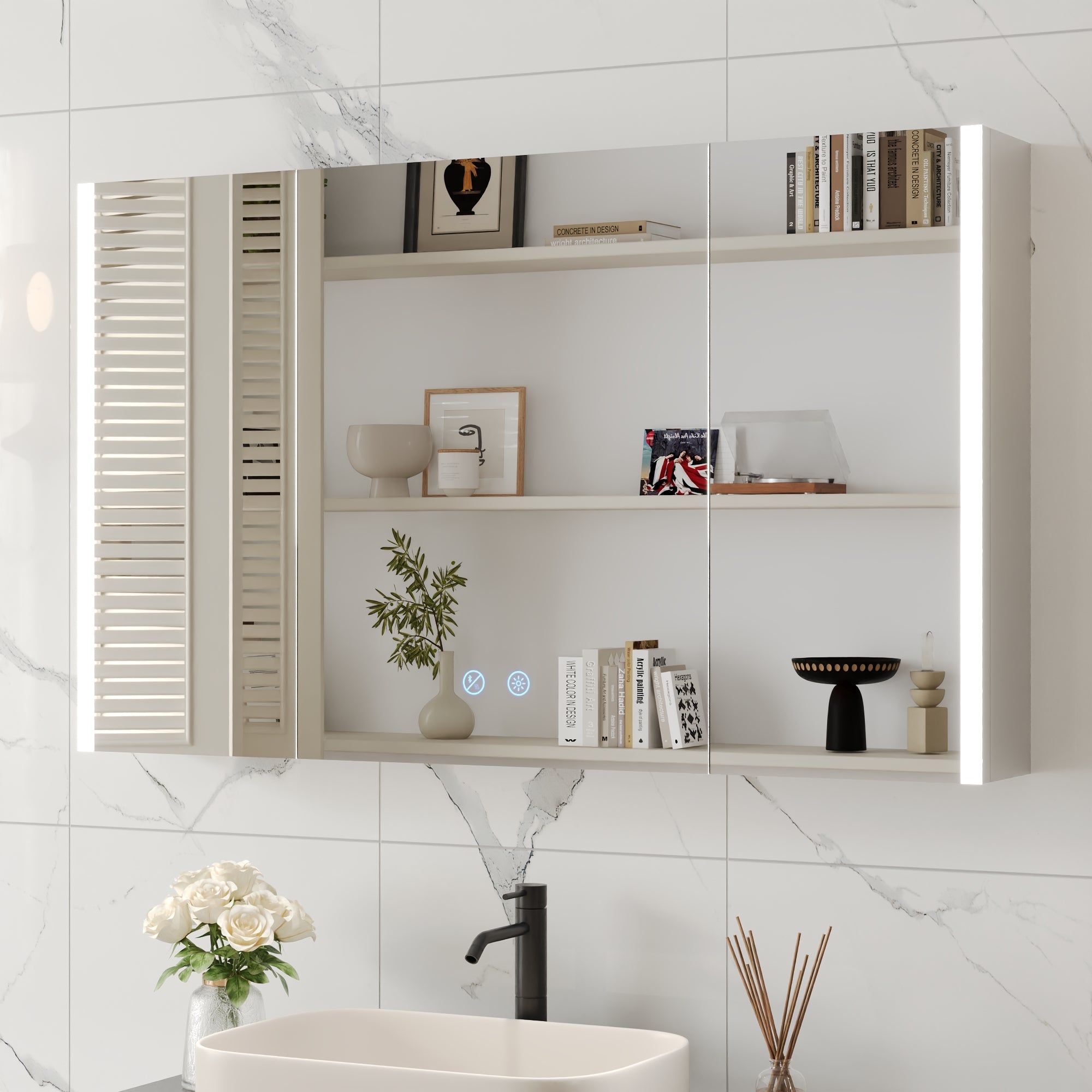 Mutiple Type of Doors Rectangular Bathroom Medicine Cabinet, with Mirror With Multiple Types