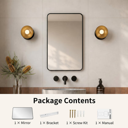Deervalley DV-1VM0493 Aluminum Framed Rectangular Freestanding / Wall-Mount Makeup / Shaving Bathroom Mirror
