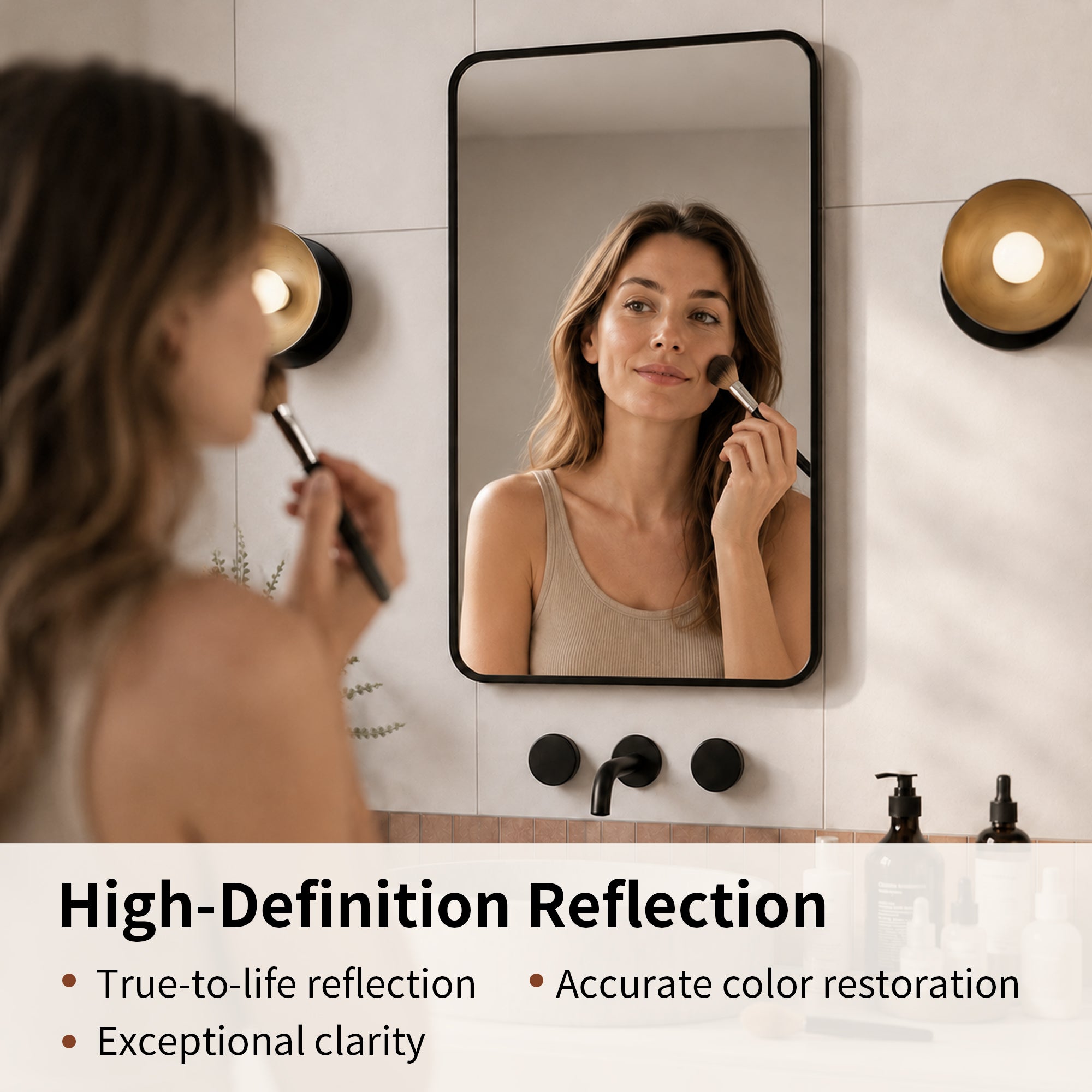 Deervalley DV-1VM0493 Aluminum Framed Rectangular Freestanding / Wall-Mount Makeup / Shaving Bathroom Mirror