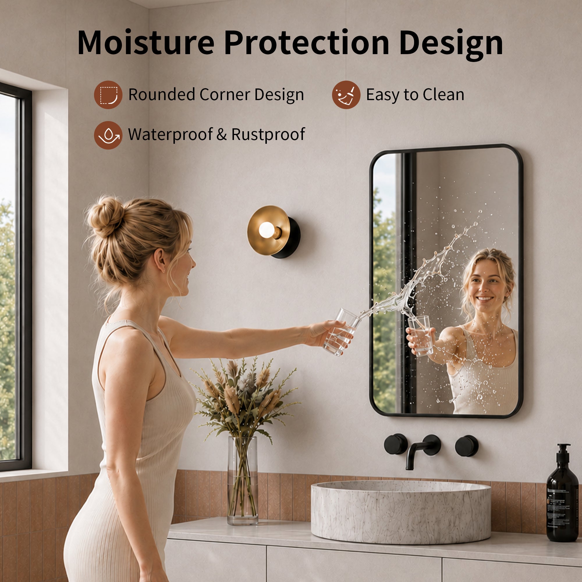 Deervalley DV-1VM0493 Aluminum Framed Rectangular Freestanding / Wall-Mount Makeup / Shaving Bathroom Mirror