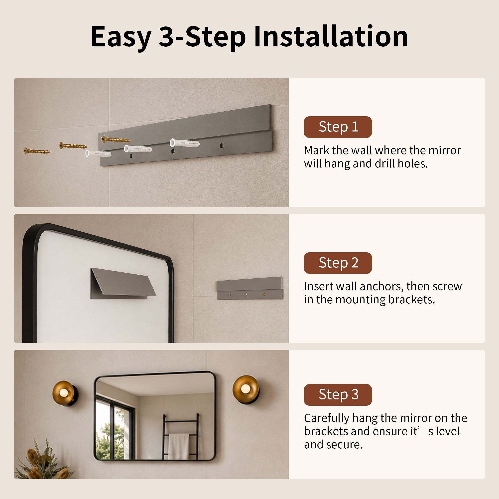 Deervalley DV-1VM0493 Aluminum Framed Rectangular Freestanding / Wall-Mount Makeup / Shaving Bathroom Mirror