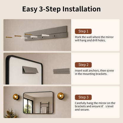 Deervalley DV-1VM0493 Aluminum Framed Rectangular Freestanding / Wall-Mount Makeup / Shaving Bathroom Mirror