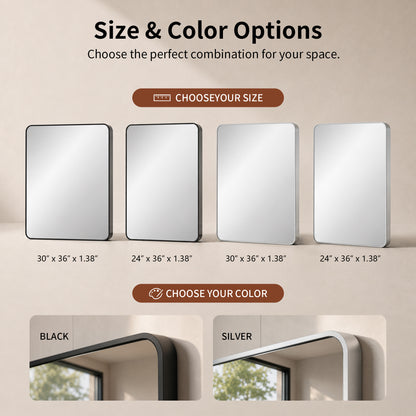 Deervalley DV-1VM0493 Aluminum Framed Rectangular Freestanding / Wall-Mount Makeup / Shaving Bathroom Mirror