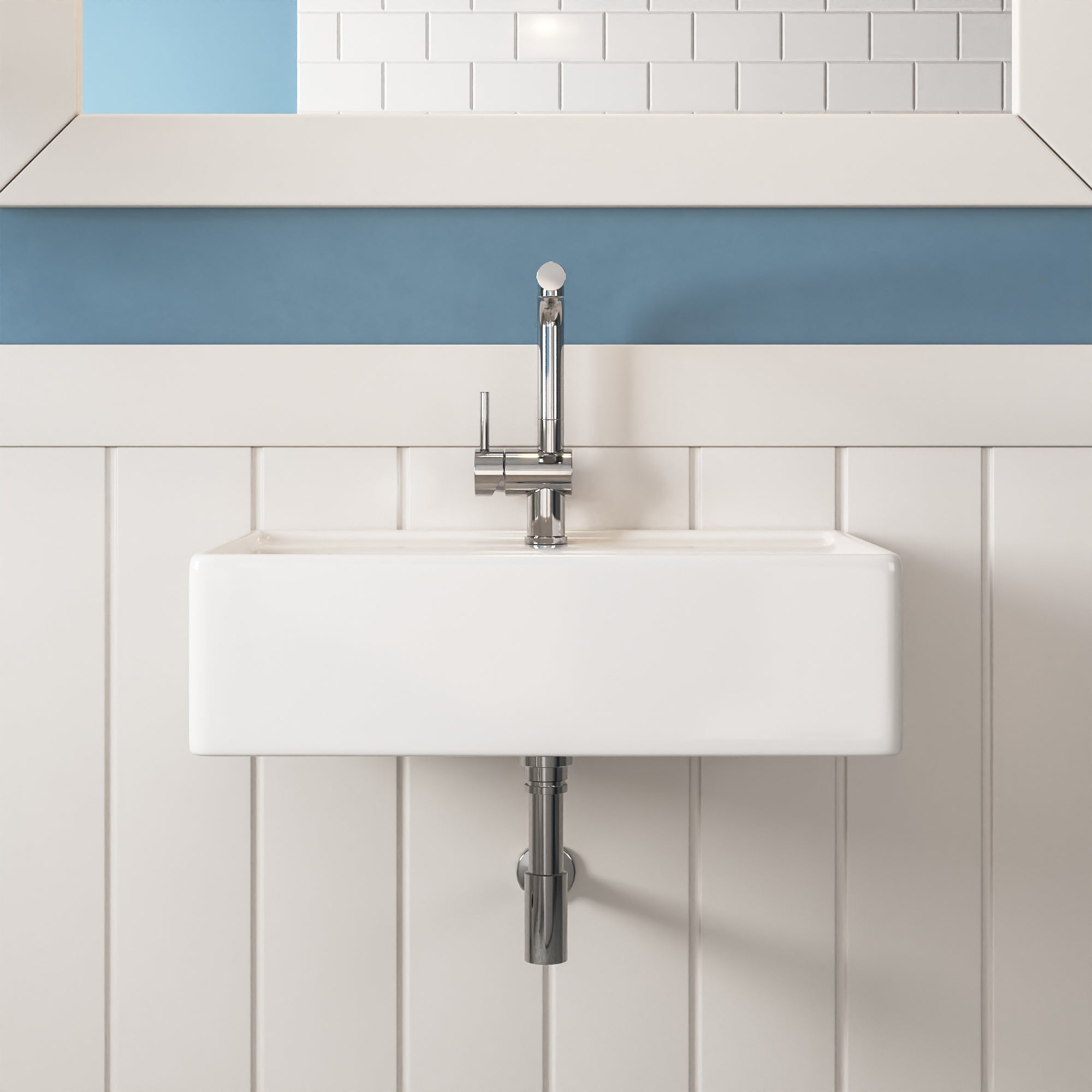 18"D x 23"W Rectangular Wall-Mount Bathroom Sink, Overflow Hole