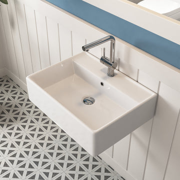 18"D x 23"W Rectangular Wall-Mount Bathroom Sink, Overflow Hole