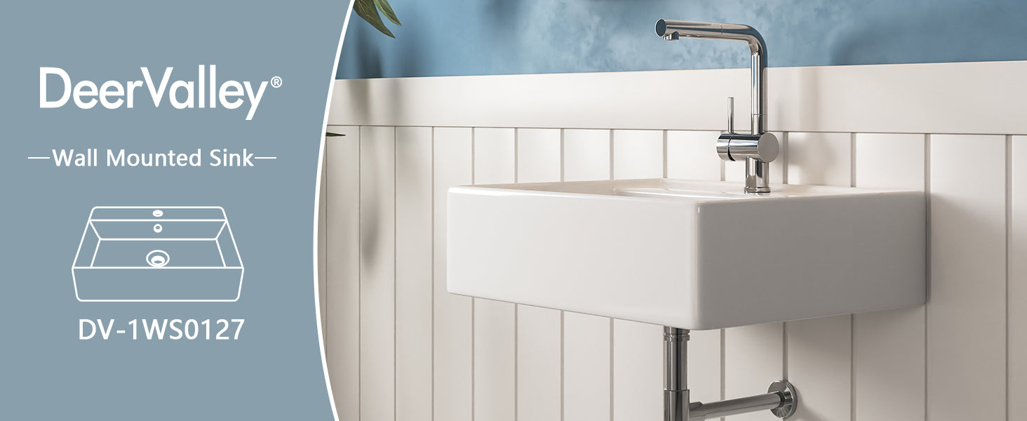 DeerValley DV-1WS0127 Rectangular Wall Mounted Ceramic Sink In
