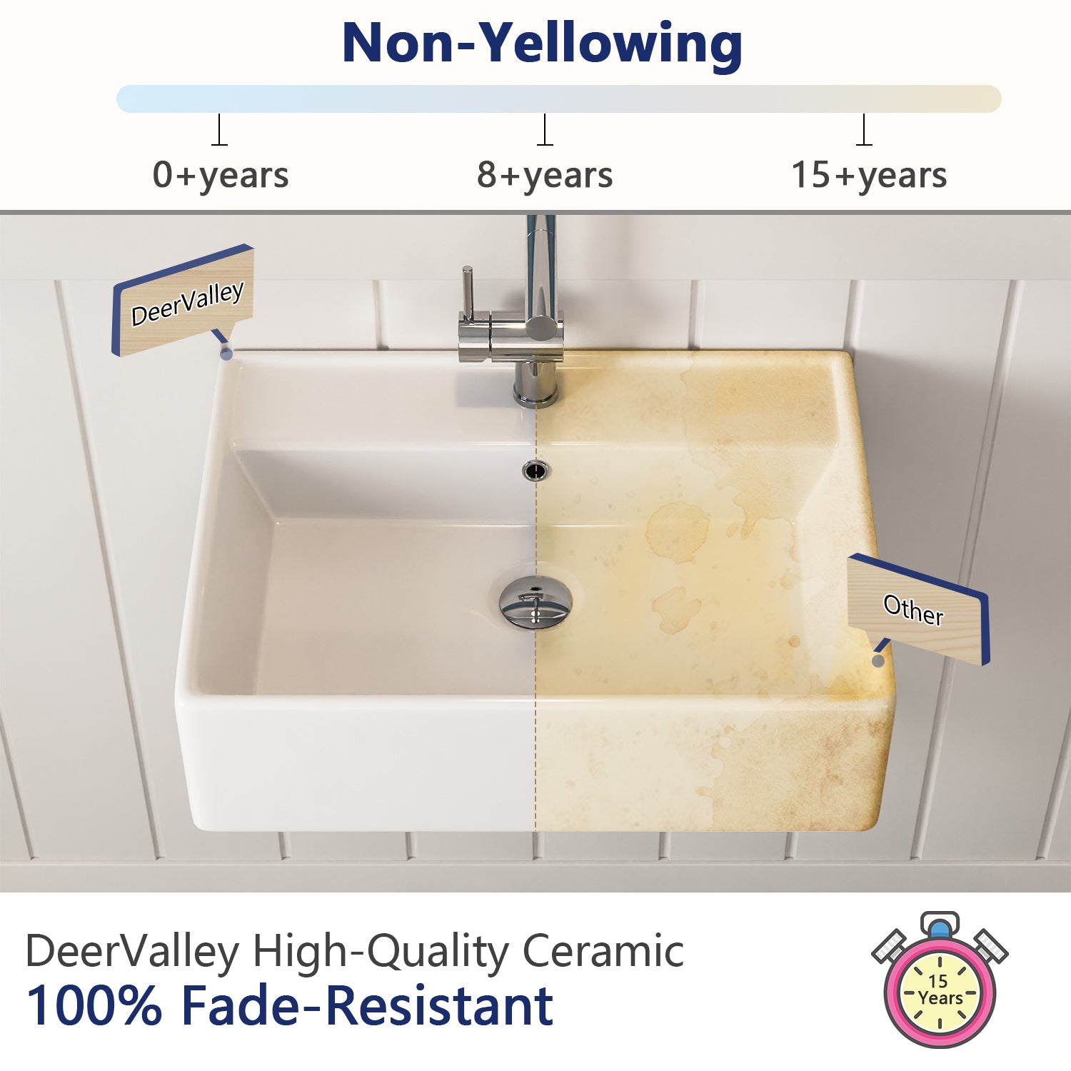 DeerValley DV-1WS0127 Rectangular Wall Mounted Ceramic Sink In