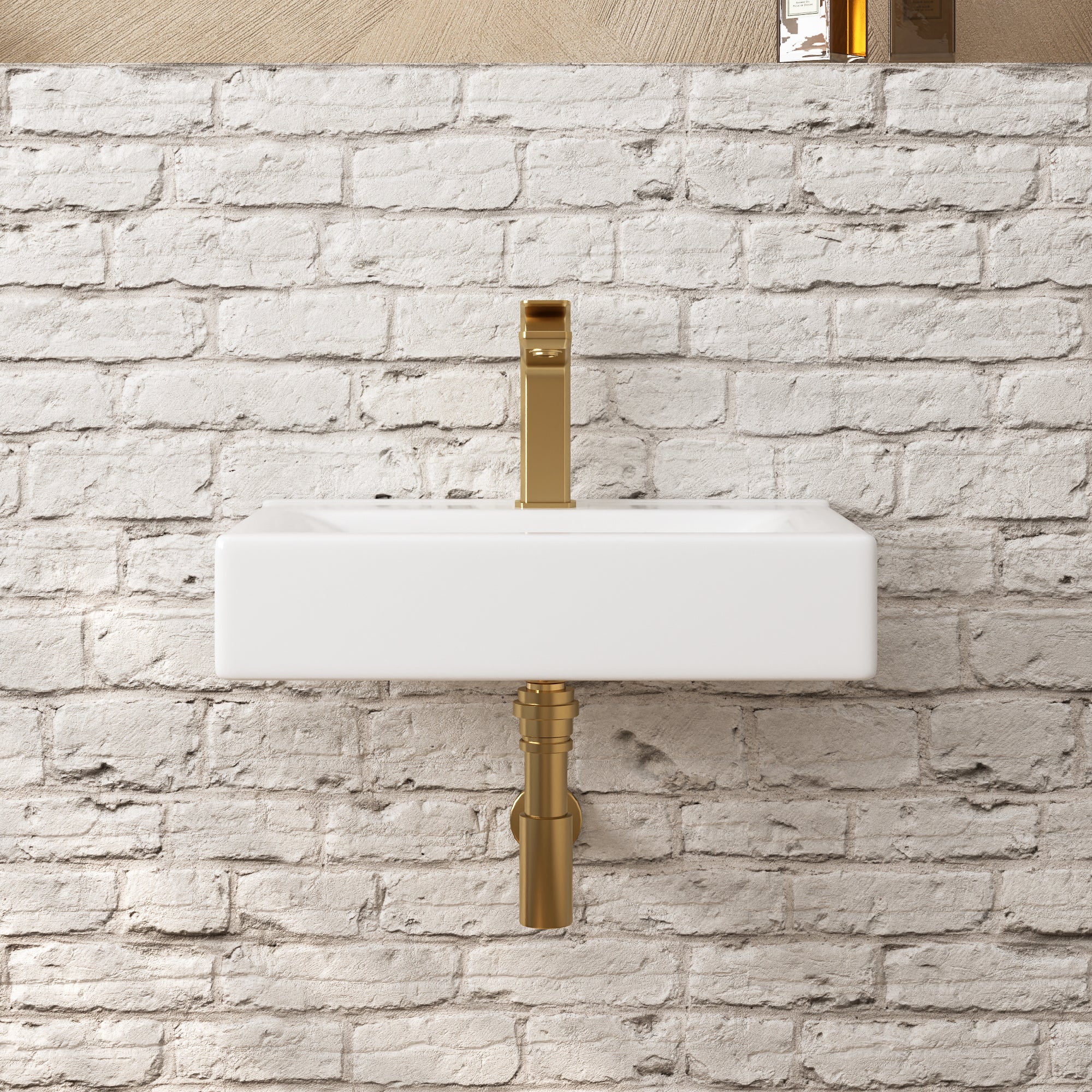 12.2" Rectangular Wall-Mount Bathroom Sink, Space-Saving