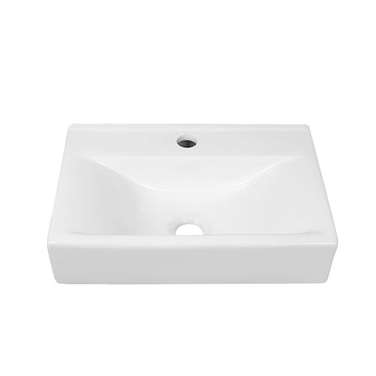12.2" Rectangular Wall-Mount Bathroom Sink, Space-Saving
