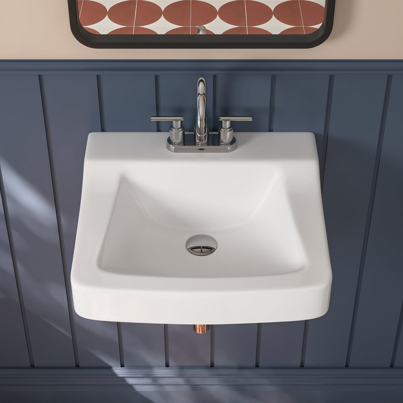 DeerValley Ceramic Wall Mounted Bathroom Sink with Overflow Hole in ...