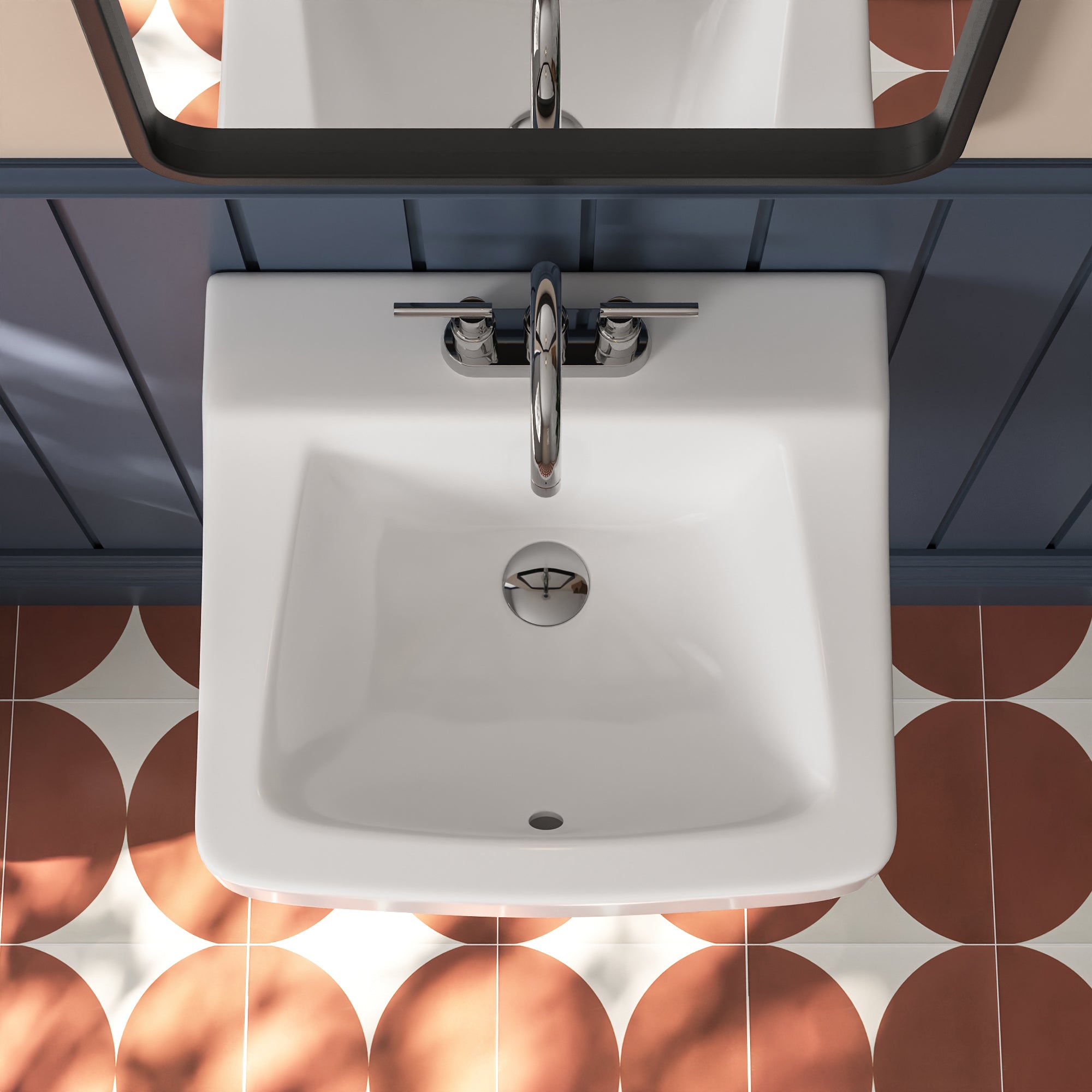 17.32" Rectangular Wall-Mount Bathroom Sink, Overflow Hole