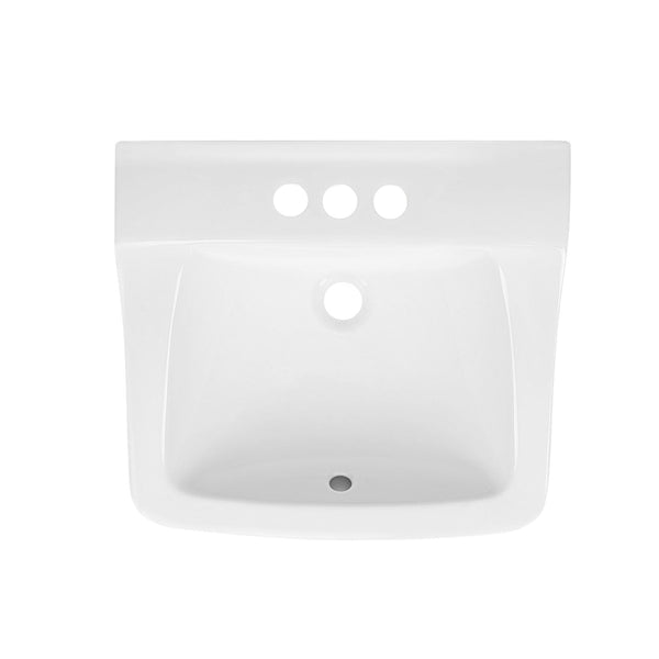 17.32" Rectangular Wall-Mount Bathroom Sink, Overflow Hole