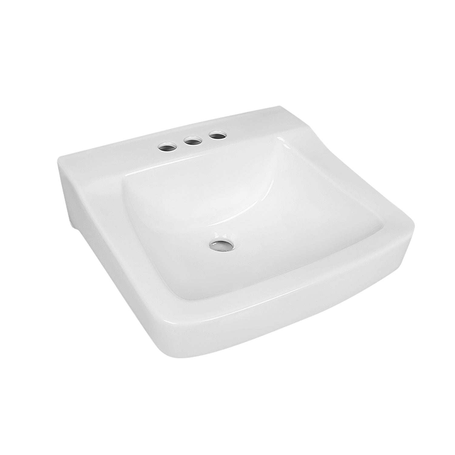 17.32" Rectangular Wall-Mount Bathroom Sink, Overflow Hole