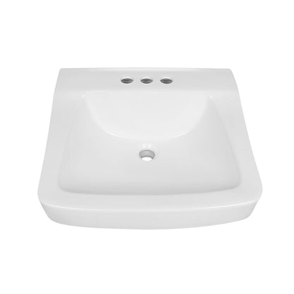 17.32" Rectangular Wall-Mount Bathroom Sink, Overflow Hole