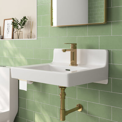 20" L X 10" W Rectangular Wall-Mount Bathroom Sink, Overflow Hole