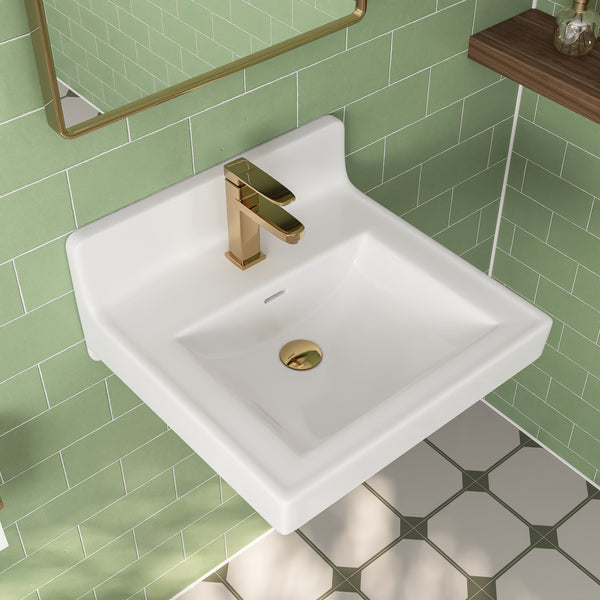 20" L X 10" W Rectangular Wall-Mount Bathroom Sink, Overflow Hole