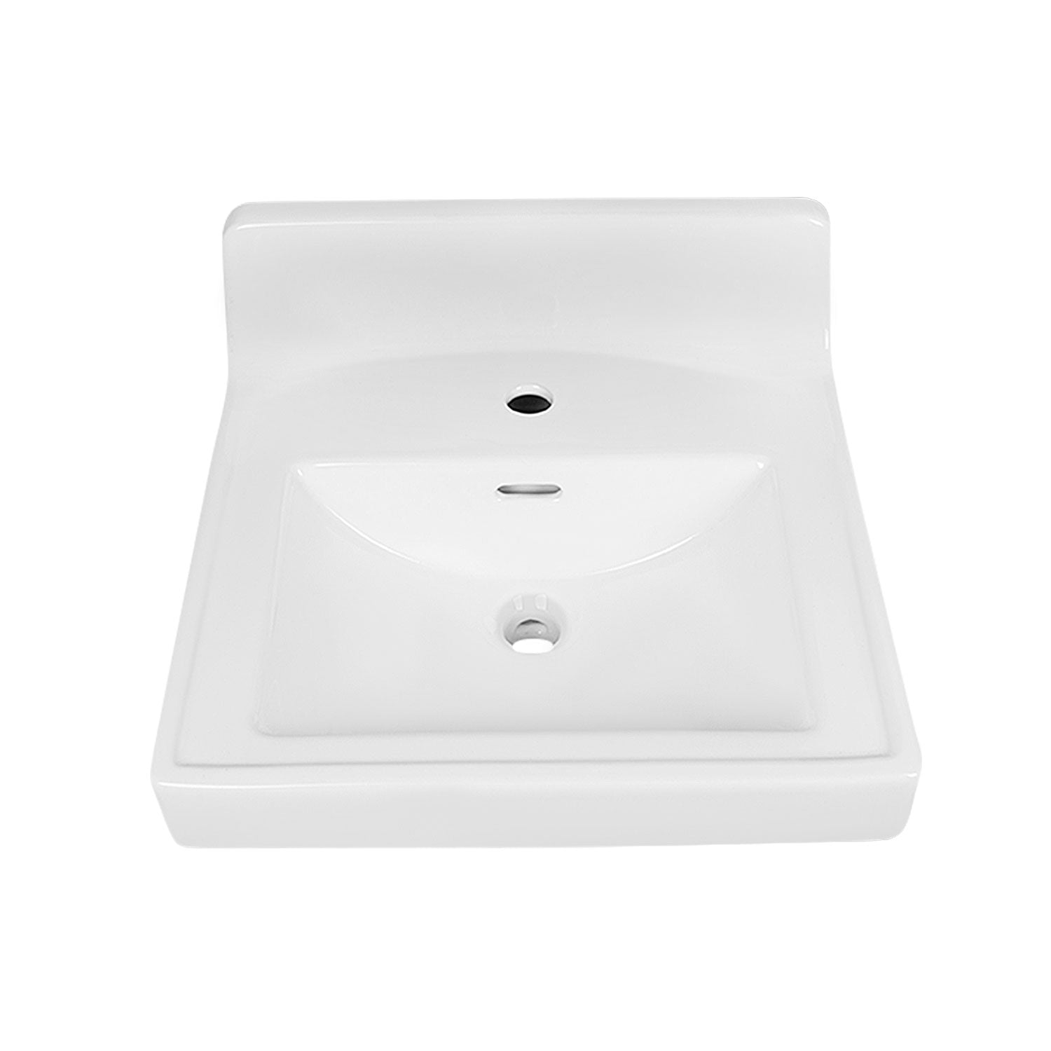 20" L X 10" W Rectangular Wall-Mount Bathroom Sink, Overflow Hole