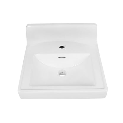 20" L X 10" W Rectangular Wall-Mount Bathroom Sink, Overflow Hole