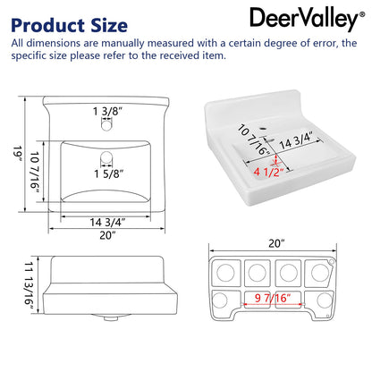 20" L X 10" W Rectangular Wall-Mount Bathroom Sink, Overflow Hole