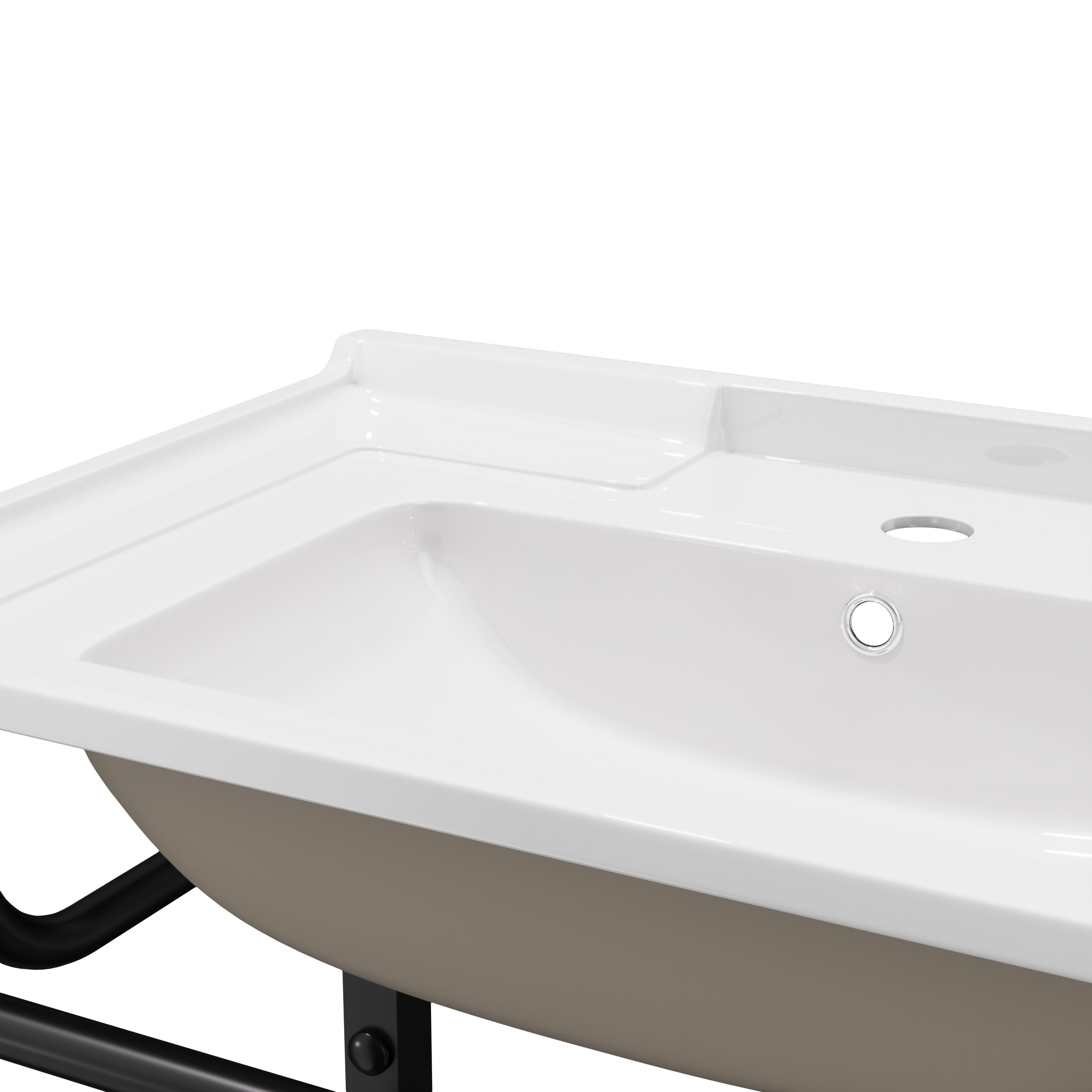 Deervalley DV-1WS0568 Wall Mounted Bathroom Sink With Towel Rack, White Ceramic Wall Hung Sink