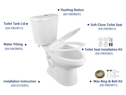 DYNASTY Two-Piece Elongated Toilet, 12" Rough-in Dual-Flush