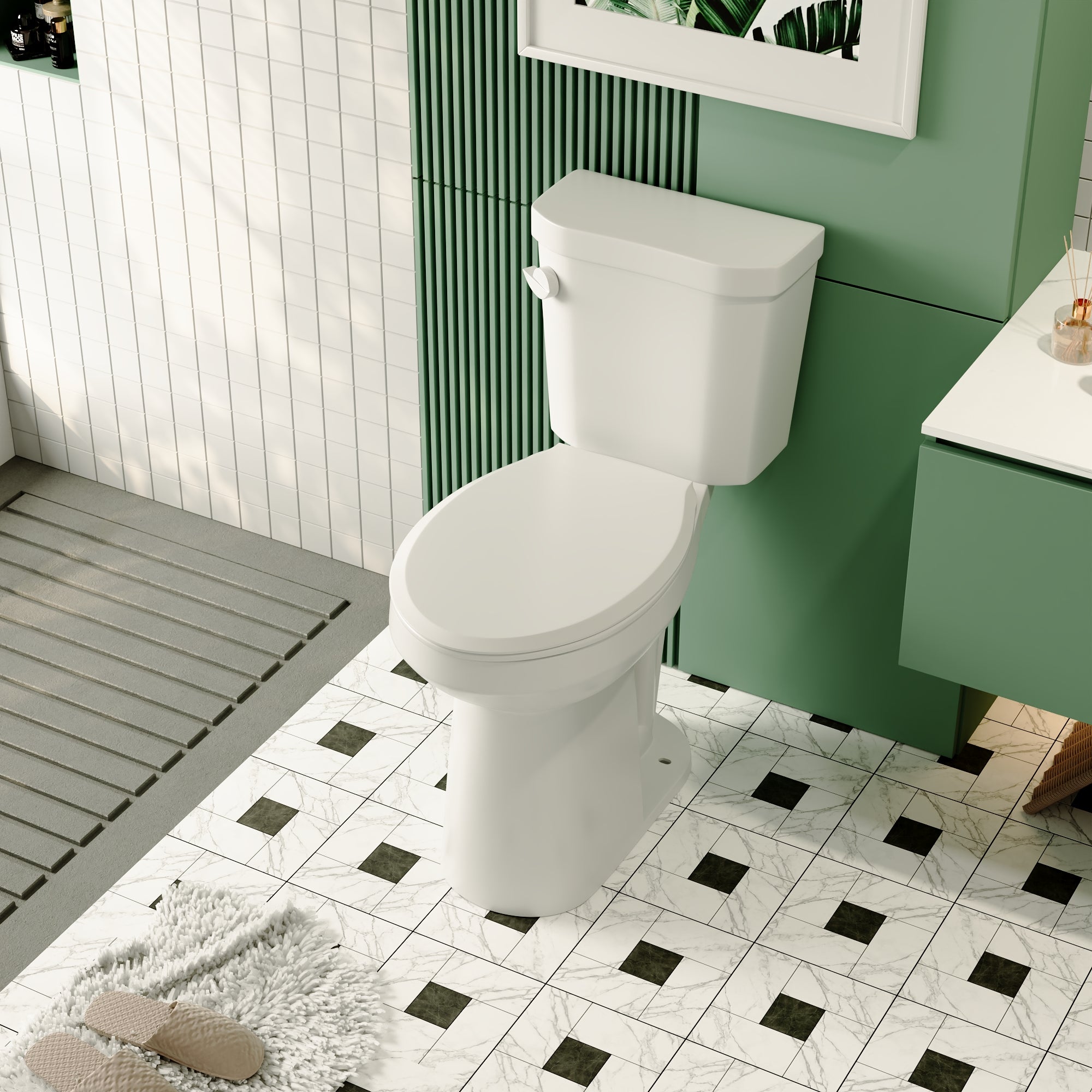 Two-Piece Elongated Toilet, 12" Rough-in Single-Flush