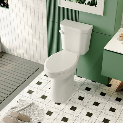 Two-Piece Elongated Toilet, 12" Rough-in Single-Flush