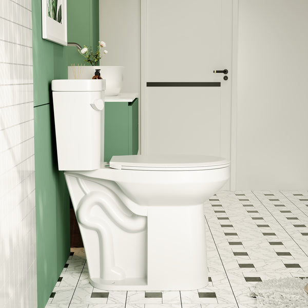 Two-Piece Elongated Toilet, 12" Rough-in Single-Flush