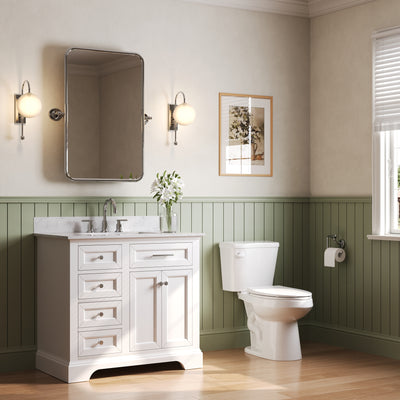 DeerValley DV-2F0386 17 in. ADA Chair Height Two-Piece Elongated Toilet, 1.28 GPF Single Flush, MaP 1000g, Soft-Close Seat, White