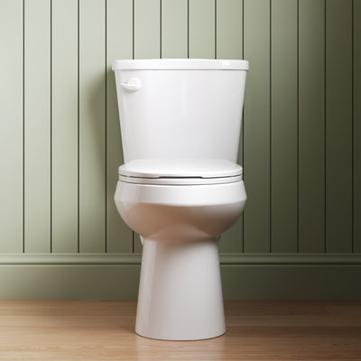 DeerValley DV-2F0386 17 in. ADA Chair Height Two-Piece Elongated Toilet, 1.28 GPF Single Flush, MaP 1000g, Soft-Close Seat, White